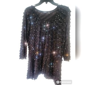 Elements womens sparkly top, quarter sleeve size XL